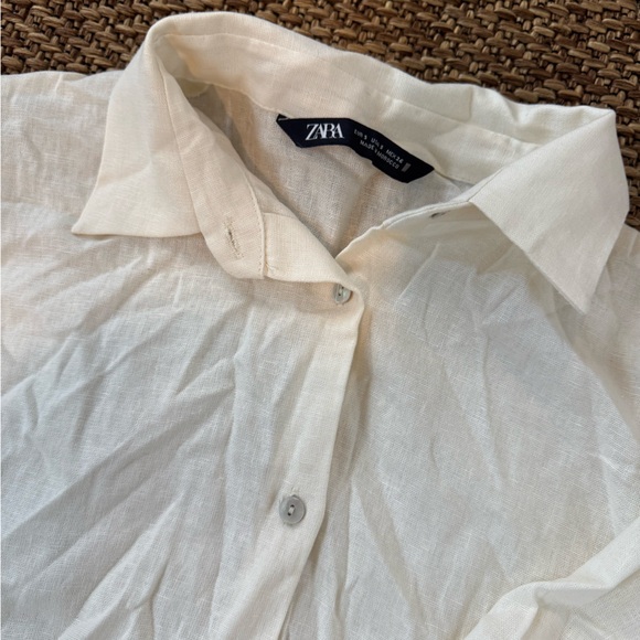 Zara Off-White Linen Shirt - Picture 2 of 3